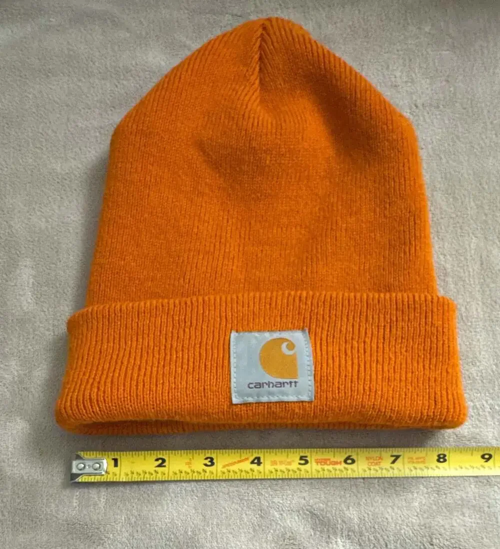 Carhartt A18 Knit Cuffed Beanie Hat in Bright Orange